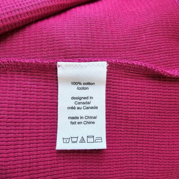 M Neon Buddha Born To Wander Tunic Top Sweater Size XS Pink Waffle Knit Button - Picture 10 of 10